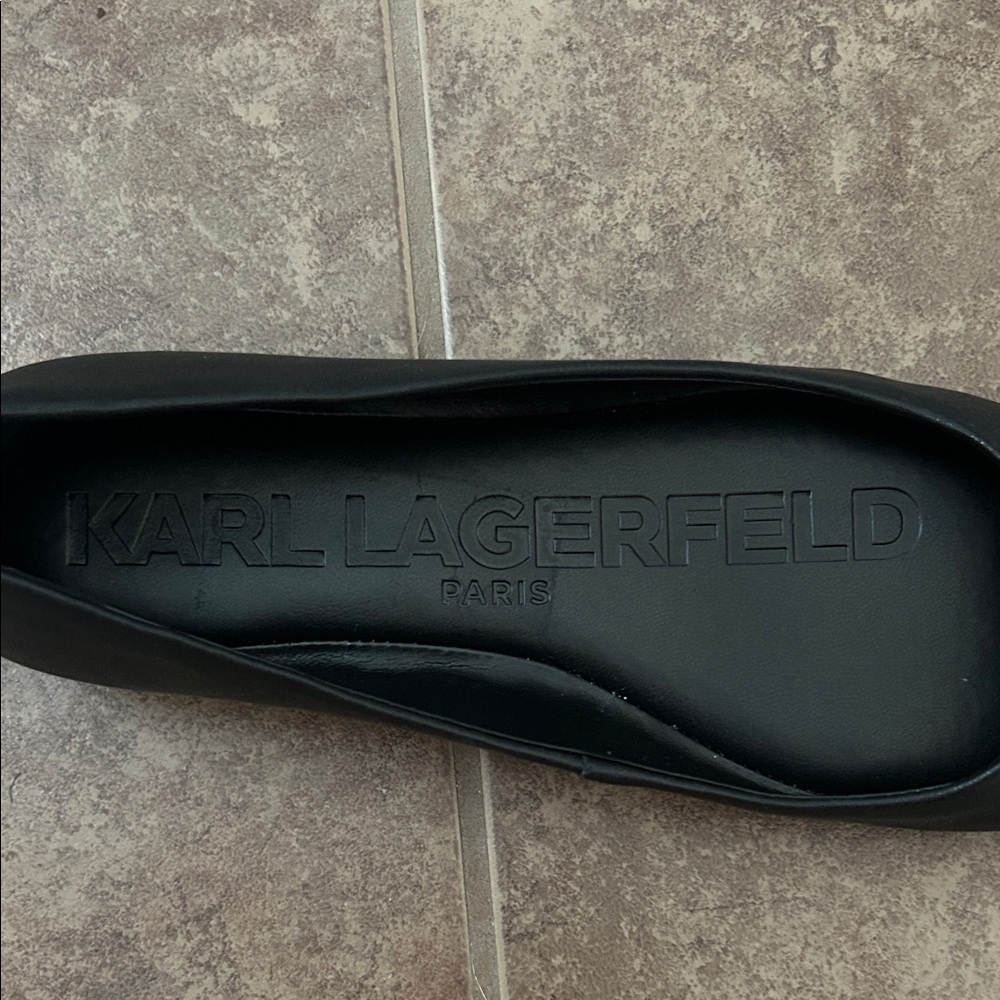 Karl Lagerfeld Women's Black Square Toe Flats - Picture 3 of 4